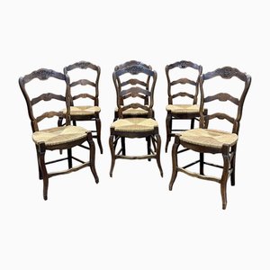 Louis XV Ash Chairs in Straw, 1950s, Set of 6-QYF-1792532