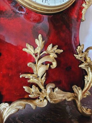 Louis XV Clock in Tortoiseshell Effect Lacquer & Gilt Bronze-AWH-1746956