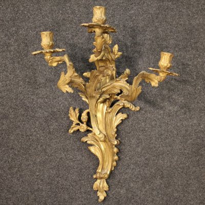 Louis XV French Wall Lights in Gilded Bronze, 1950s, Set of 2-RP-2017509