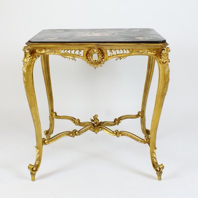 Louis XV Gilded Salon Table with Scagliola Top, France, 1860s-KMT-1293804