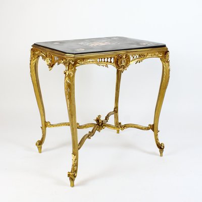 Louis XV Gilded Salon Table with Scagliola Top, France, 1860s-KMT-1293804