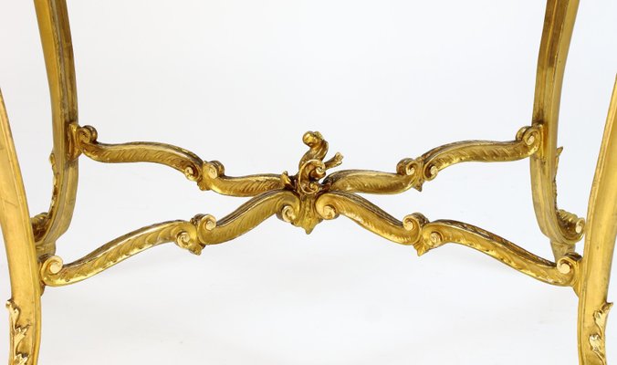 Louis XV Gilded Salon Table with Scagliola Top, France, 1860s-KMT-1293804