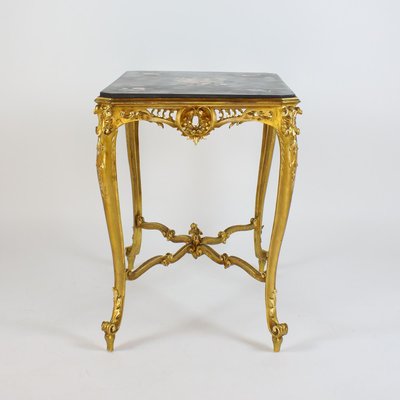 Louis XV Gilded Salon Table with Scagliola Top, France, 1860s-KMT-1293804