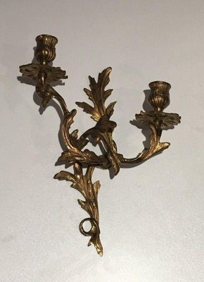 Louis XV Golden Bronze Candleholders, Set of 2-BA-1365810