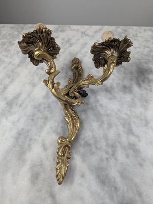 Louis XV Rocaille Style Bronze Wall Lights, Set of 2-HLV-2024381