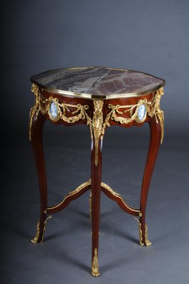 Louis XV Side Table in Bronze, Marble & Beech-FLW-1401753