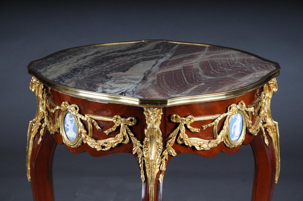 Louis XV Side Table in Bronze, Marble & Beech-FLW-1401753