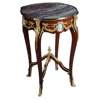 Louis XV Side Table in Bronze, Marble & Beech-FLW-1401753