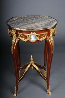 Louis XV Side Table in Bronze, Marble & Beech-FLW-1401752