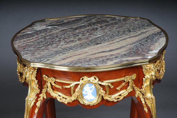 Louis XV Side Table in Bronze, Marble & Beech-FLW-1401752