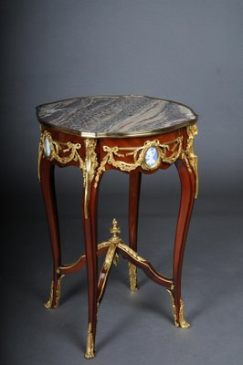 Louis XV Side Table in Bronze, Marble & Beech-FLW-1401752