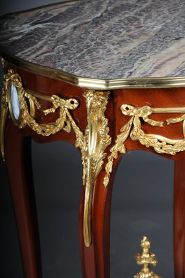 Louis XV Side Table in Bronze, Marble & Beech-FLW-1401752