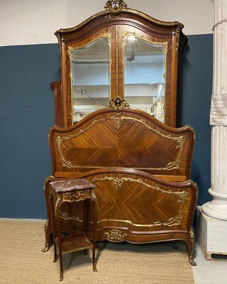 Louis XV Style Bedroom Set in Rosewood, 1890s, Set of 3-HLV-1731356