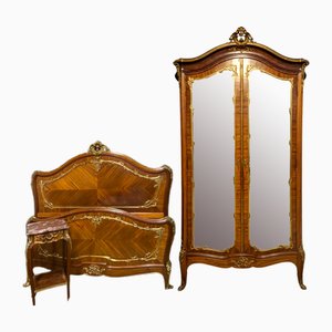 Louis XV Style Bedroom Set in Rosewood, 1890s, Set of 3-HLV-1731356