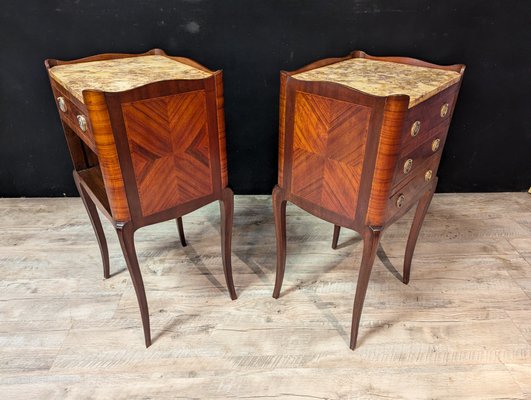 Louis XV Style Bedside Tables in Marquetry, Set of 2-IBO-2020421