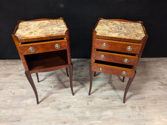 Louis XV Style Bedside Tables in Marquetry, Set of 2-IBO-2020421