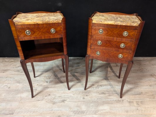 Louis XV Style Bedside Tables in Marquetry, Set of 2-IBO-2020421