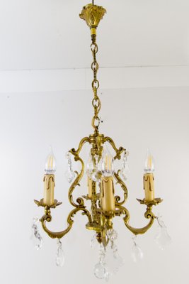 Louis XV Style Bronze and Crystal Four-Light Chandelier-KEG-1086625