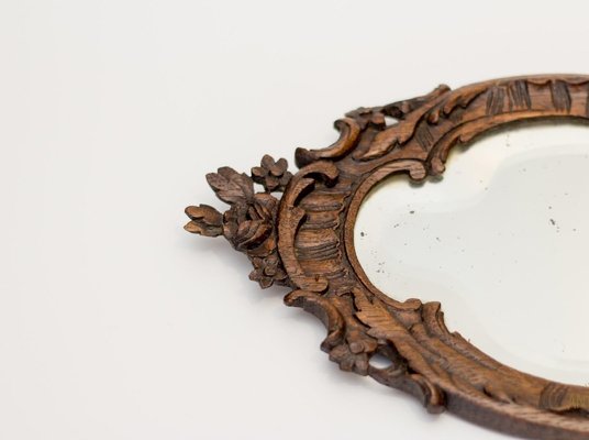 Louis XV Style Carved Oakwood Hand Mirror-KEG-1086698