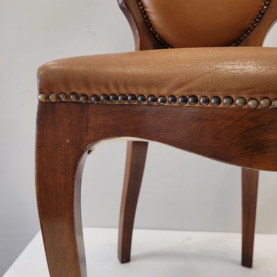 Louis XV Style Chair in Leather and Studs-NUC-2017296