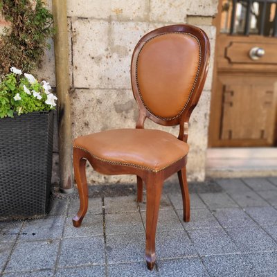 Louis XV Style Chair in Leather and Studs-NUC-2017296