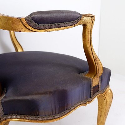 Louis XV Style Chairs with Navy Blue Silk-NYF-2019074