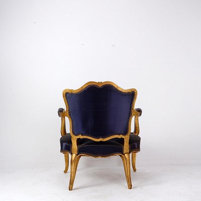 Louis XV Style Chairs with Navy Blue Silk-NYF-2019074