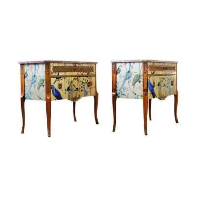 Louis XV Style Commodes with Marble Tops, 1950s, Set of 2-VTA-1438737