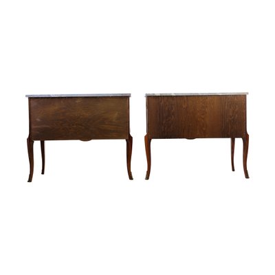 Louis XV Style Commodes with Marble Tops, 1950s, Set of 2-VTA-1438737