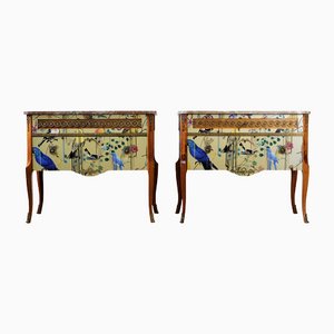 Louis XV Style Commodes with Marble Tops, 1950s, Set of 2-VTA-1438737