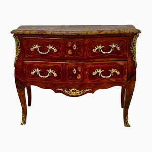 Louis XV Style Curved Chest of Drawers in Precious Wood Marquetry-EQU-1417569