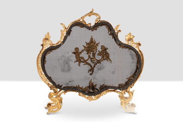 Louis XV Style Fire Screen in Gilt Bronze, 1880-CEJ-1763895