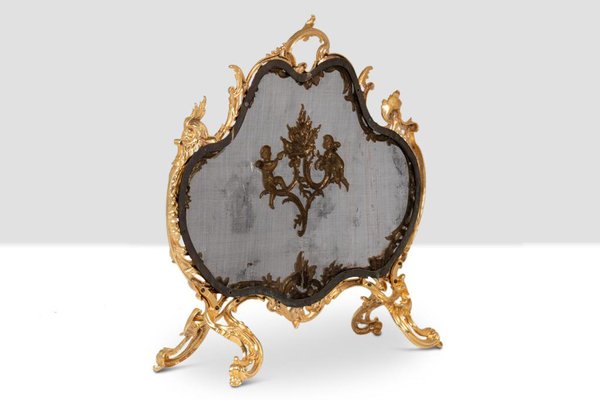 Louis XV Style Fire Screen in Gilt Bronze, 1880-CEJ-1763895