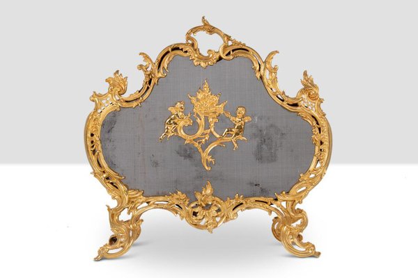 Louis XV Style Fire Screen in Gilt Bronze, 1880-CEJ-1763895