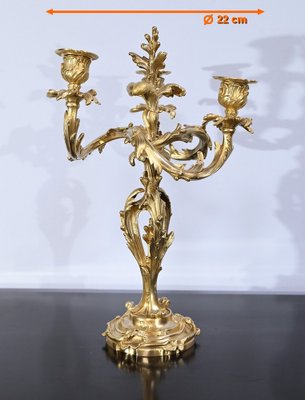 Louis XV Style Gilded Bronze Candelabras, Late 19th Century, Set of 2-RVK-1724981