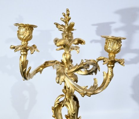 Louis XV Style Gilded Bronze Candelabras, Late 19th Century, Set of 2-RVK-1724981