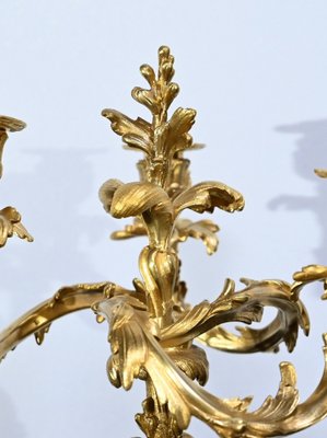 Louis XV Style Gilded Bronze Candelabras, Late 19th Century, Set of 2-RVK-1724981