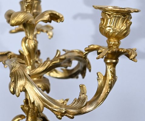 Louis XV Style Gilded Bronze Candelabras, Late 19th Century, Set of 2-RVK-1724981