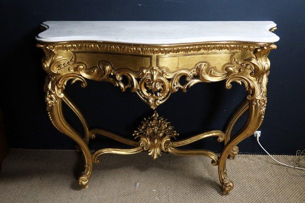 Louis XV Style Golden Console Table-WSV-1264772