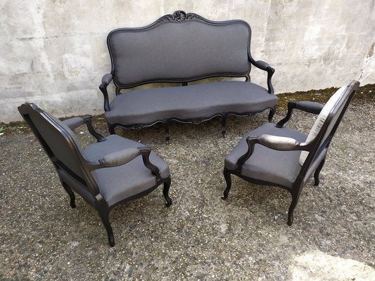 Louis XV Style Living Room Set, 1930s, Set of 3-EAD-1703674