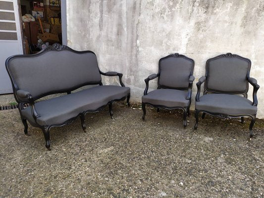 Louis XV Style Living Room Set, 1930s, Set of 3-EAD-1703674