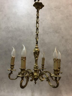 Louis XV Style Luster and Bronze Chandeliers, 1950s, Set of 3-SDV-674009