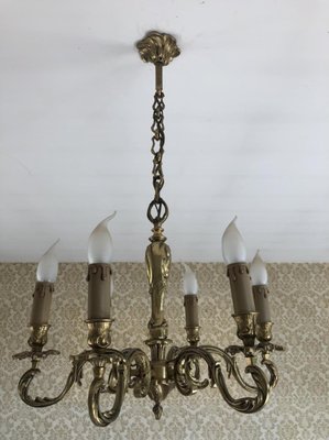 Louis XV Style Luster and Bronze Chandeliers, 1950s, Set of 3-SDV-674009