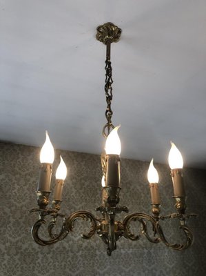 Louis XV Style Luster and Bronze Chandeliers, 1950s, Set of 3-SDV-674009