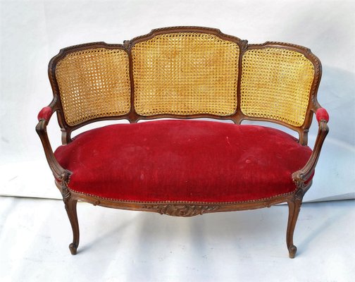 Louis XV Style Mahogany and Cane Lounge Chair-SYQ-783394