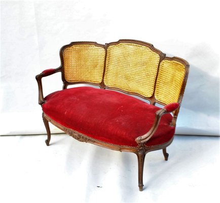 Louis XV Style Mahogany and Cane Lounge Chair-SYQ-783394