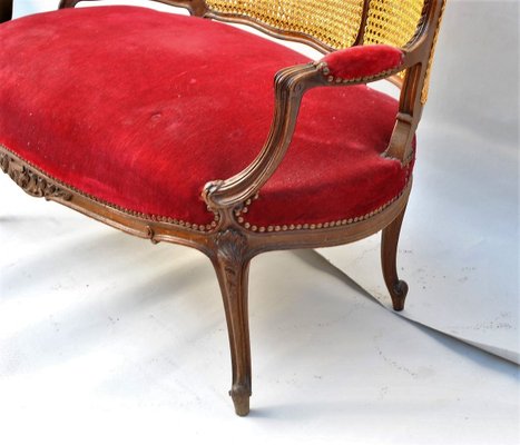 Louis XV Style Mahogany and Cane Lounge Chair-SYQ-783394