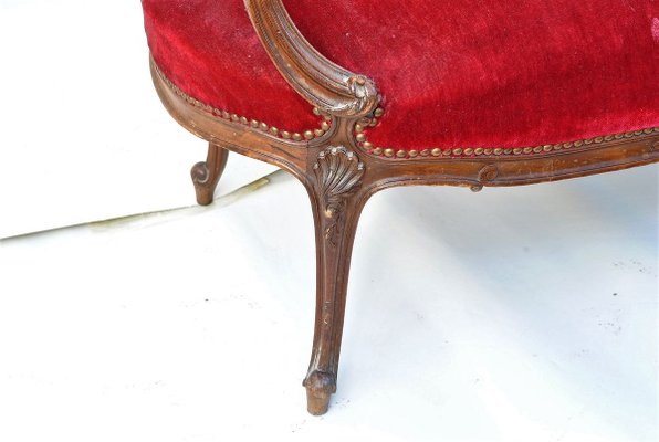 Louis XV Style Mahogany and Cane Lounge Chair-SYQ-783394