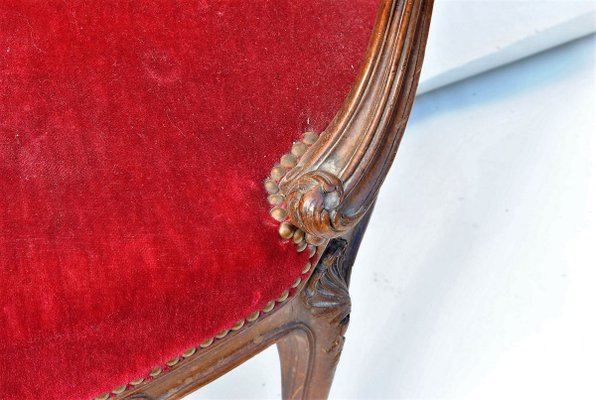 Louis XV Style Mahogany and Cane Lounge Chair-SYQ-783394