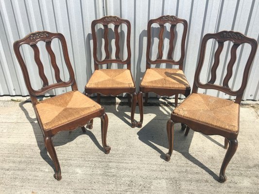 Louis XV Style Oak Dining Chairs, 1940s, Set of 4-WQQ-913729